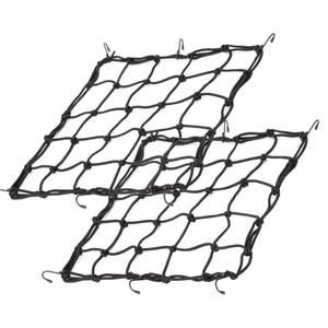 lot 10260 image: 2Pack15.7 x15.7 Cargo Net, Made of Rubber Heavy Duty Bungee Net Stretches to 31.5inx31.5in, Gear Helmet Luggage Thicken Netting with 3inx3in Small Mesh and6Adjustable Metal Hooks for Motorcycle, Bike, ATV
