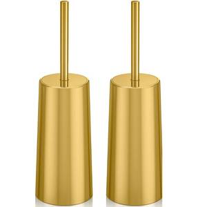 lot 11828 image: Toilet Brush and Holder, 2 Pack Toilet Brush Stainless Steel, Toilet Bowl Brush for Bathroom Toilet-Ergonomic, Elegant,Durable (Gold)