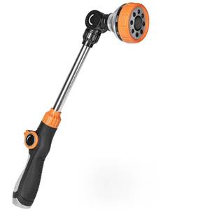 lot 11833 image: All-New 2027 18in Watering Wand for Garden Hose, Unistyle Hose Nozzle Sprayer with 8 Spray Patterns,180° Adjustable Angle, Thumb Flow Control, Garden Watering Wand for Plants, Flowers, Car Wash (Used)