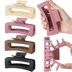lot 11838 image: Auseibeely 4Pcs Cloud Claw Clips for Women, 5 Inch Extra Large Silicone Hair Clips, Squishy XL Claw Clip for LongThickCurly Hair, Strong Hold Jumbo Square Jaw Clip, Soft and Flexible, Durable