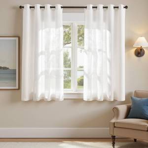 lot 11853 image: jinchan Curtains Linen Textured Casual Weave Curtain for Living Room Grommet Top Light Filtering Window Drapes Panels for Bedroom White 63 Inches Long 2 Panels Curtains