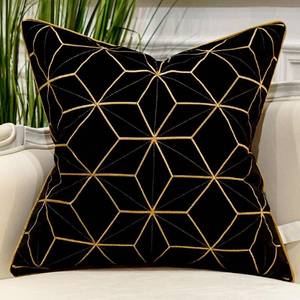 lot 12006 image: Avigers Throw Pillow Cover 18 x 18 Inch, Black Gold, Velvet, Hidden Zipper