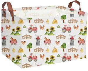 lot 12011 image: DDBASKET Cute Basket Farm Baskets for Home Decor Basket Rectangular Storage Bin Organizer Box Room Decor.(Farm)