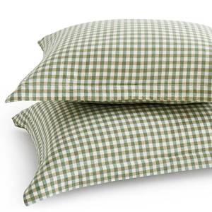 lot 12012 image: Yvrcen Sage Green Plaid Gingham Pillowcases, 20x26 Inches, Set of 2