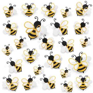 lot 12037 image: Feifeiya 30 Pcs 3D Bee Decoration 5 Sizes Honey Bumble Wall Sticker Decor for Classroom Large Glitter Bee Themed Decals Confetti Cute Adhesive Birthday Baby Shower Outdoor Home Garden(Classic Style) (Used)