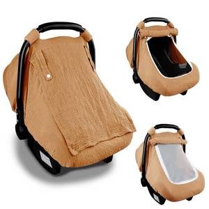 lot 12043 image: Hooyax Muslin Car Seat Covers for Babies, Summer Baby Car Seat Cover for Boys Girls with Breathable Window, Lightweight Infant Car Seat Canopy, Brown