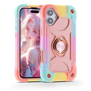 lot 12047 image: MARKILL Compatible with iPhone 16 Case 6.1 Inch with Ring Stand, Military Grade Drop Protection Full Body Rugged Heavy Duty Case 3 in 1 Protective Durable Cover for iPhone 16