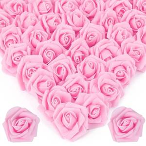 lot 12055 image: LUMINORD 50Pcs Real Looking Pink Artificial Rose Flower Heads, Foam Fake Roses for DIY Wedding Decorations Baby Shower Centerpieces Home Party Valentinefts Day Motherfts Day Decor