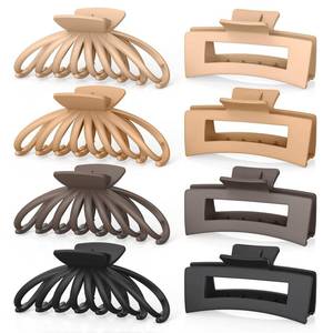 lot 12056 image: OPAUL Large Matte Square Nonslip Hair Claw Clips, 4.75in Strong Hold Big Neutral Hair Accessories for Long Hair for Women and Girls (8 Pack) (Only 4)