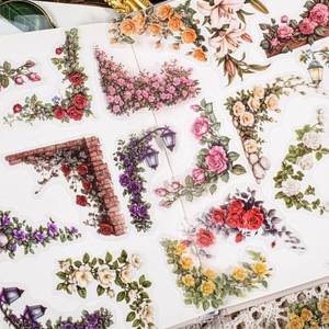 lot 12061 image: 180pcs Courtyard Corner Flower Stickers for Scrapbooking Journaling Vintage Flowers Scrapbook Stickers Aesthetic Floral Sticker Pack Scrapbook Kit Junk Journal Supplies Self-Adhesive Decoupage Paper