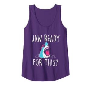 lot 12086 image: Jaw Ready for This - Funny Shark Lover Ocean Wildlife Tank Top Size XL