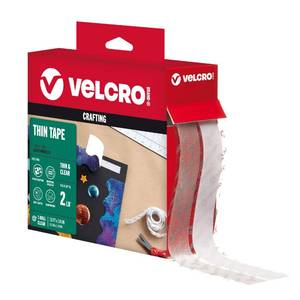 lot 12093 image: VELCRO Brand Thin Clear Tape  15 Ft x �in  Cut Strips to Length  Home Office or Crafts Fastening Solution  Large Roll, 91325 (4 Strips)