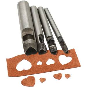lot 12110 image: 4Pcs Heart Shape Hollow Punch Tool Hole Cutter, Professional Leather Hollow Punch Set, Size 47919mm for Leather Craft Canvas Paper Plastics Belt Clothes Use