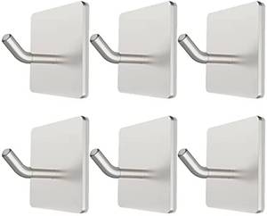 lot 12118 image: VIVII 6 Pack Adhesive Hooks, 3M Self Adhesive, Metal Wall Sticky Hooks Hanger for Keys Bags Clothes Hat Towel, Kitchen Bath Room Living Room No Drilling Needed (Missing One)