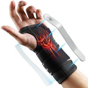 lot 12122 image: AGPTEK Carpal Tunnel Wrist Brace for Men Women, Night Sleeping Wrist Support with 2 Splints, Pain Relief Hand Brace for Arthritis Sprains Tendonitis, Adjustable Wrist Splint for Left Hand (SM, Black and White )