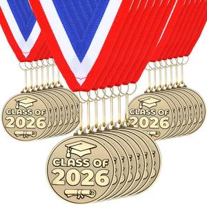 lot 12123 image: Misdary 30 Pcs Class of 2026 Graduation Medals 2 Inch Award Medallion with Neck Ribbon Metal Trophy Medals Prize Gift Bulk for Graduation Favors Party Supplies
