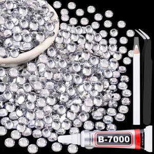 lot 12453 image: 1500Pcs 6mm Resin Rhinestones with 1Pcs 10ml B7000 Jewelry Glue for Crafting, Clear Large Amount Flatback Gems, Bedazzling Crystal Bulk for DIY Crafts Clothing Tumblers Shoes Nail Art Fabric