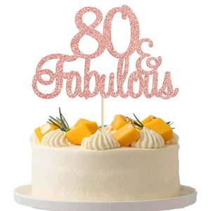 lot 12454 image: Gyufise 1Pcs 80 and Fabulous Cake Toppers Rose Gold 80 Birthday Anniversary Cake Toppers for 80 Birthday Anniversary Party Decorations Happy 80th Birthday Cake Decorations Supplies
