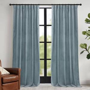 lot 13583 image: RYB HOME Stone Blue Velvet Curtains 84 inches- Blackout Curtains for Nursery Thermal Insulated Elegant Soft Luxury Window Decor for Seaside Room, Stone Blue, W52 x L84 inches, 2 Panels