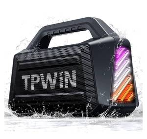 lot 13591 image: TPWIN Bluetooth Speaker - 80W Loud Rugged Outdoor Speakers, IPX6 Waterproof, 20H Playtime, Deep Bass, Lightshow, TWS, BT 5.3 Wireless, Portable for Travel Hiking Camping Beach Pool - Black