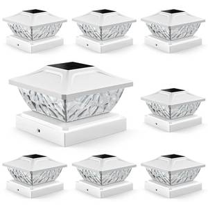 lot 13603 image: ENSLI 8 Pack Solar Post Cap Lights, 2 Modes Bright Solar Post Lights Outdoor Waterproof Fence Post Cap Lights, Outdoor Post Lights Solar Powered Deck Light for 4x4 4.5x4.5 5x5 Posts for Garden Decor