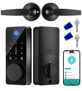 lot 13607 image: Smart Lock with 2 Handles, Keyless Entry Door Lock, Fingerprint Door Lock