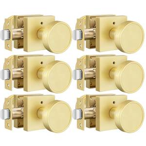 lot 13623 image: Goldenwarm Gold Door Knobs Interior, Brushed Gold Door Knobs Square Privacy Door Knob for Bedroom Bathroom, Modern Heavy Duty Interior Doorknobs - 6 Pack Zinc-Alloy