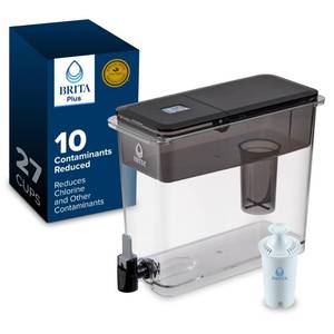 lot 13627 image: Brita XL 27 Cup Water Filter Pitcher, 1 Brita Plus Filter, Ultramax, Black