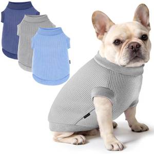lot 14123 image: 3 Pack Dog Shirt for Small Supplies Functional Waffle Dog Clothes Warm Soft Sweatshirt Outfit for Dogs Cats Pet Apparel