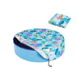 lot 14128 image: Ladadee Foldable Round Dog Swimming Pool Cover, for 32 in63in48in Collapsible Outdoor Tub, PVC Coating Waterproof and UV Protection, Leakproof Washable Kiddie Pet Small Paddling Bath Accessories