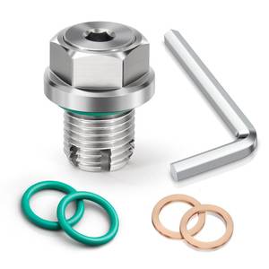 lot 14144 image: M12.1-1.25 x 15mm Oversize Piggyback Oil Drain Plug, Stainless Steel Self Tapping Oil Pan Thread Repair Kit