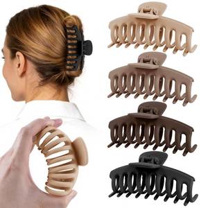 lot 14158 image: TOCESS Silicone Hair Claw Clip 4 Pack Flexible and Unbreakable Large Matte Claw Clips for ThickThin Hair Women, 4 Inch Cute Neutral Big Jaw Clips for Driving-Safe