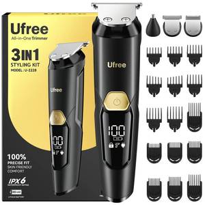lot 14173 image: Ufree 3-in-1 Beard Trimmer for Men, IPX6 Waterproof Electric Razor Shaver (Charger Not Included, USB Type C)
