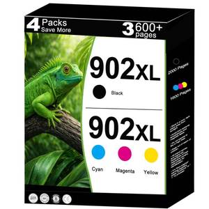 lot 14180 image: 902XL Ink Cartridges Replacement for HP 902 XL Ink Cartridges Combo Pack Work for 6962 6968 6963 6964 6978 6956 6961 6970 6960 6954 6951 6958 6950 6975 Printers with V22.5.1 Chips 4-Pack C  M  Y  K