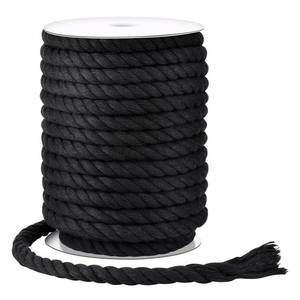 lot 14182 image: Hdviai Macrame Cord - Natural Unbleached Macrame Rope - 4 Strand Twisted Cotton Rope for Wall HangingDIY Craft MakingPlant HangersKnotting Decorative Projects (Black, 8mm x 20 Yards)