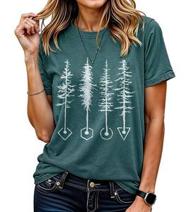 lot 14193 image: Womenfts Graphic T-Shirt Dandelion Graphic Tees Nature Hiking Adventure Outdoor Summer Short Sleeves Casual Tees Tops (Tree02-DarkGreen-2XL)