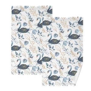 lot 14194 image: susiyo Hand Towels Set of 2 Watercolor Indigo Swan Cotton Bathroom Hand Towels Super Soft Highly Absorbent Fingertip Towels Decorative Towel for Bathroom Kitchen Yoga Gym Spa 28x16 Inch