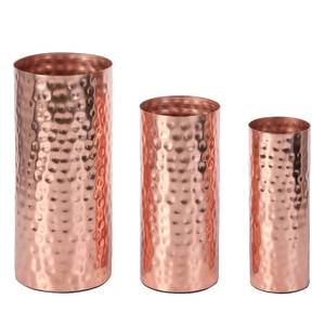 lot 14195 image: MyGift Hammered Copper Tone Metal Vase Set for Faux Florals, Set of 3