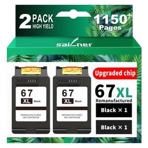 lot 14200 image: 67XL Ink Cartridge Compatible for HP Ink 67 for HP 67XL Black Ink Cartridge