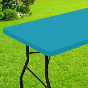 lot 14202 image: Smiry Rectangle Picnic Table Cloth, Waterproof Elastic Fitted Tablecloths for 6 Foot Tables, Washable Polyester Table Cover for Camping, Indoor and Outdoor (Teal, 36inx72in)