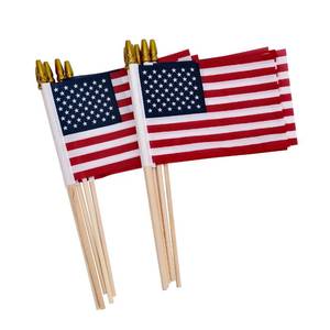 lot 14203 image: 12 Pack Small American Flags on Stick Small US FlagsMini American Flags for Outside 4x6 Inch American Hand Held Stick Flags with Kid-Safe Spear Top, Patriotic Veterans Day Decorations, 4th of July Decorations