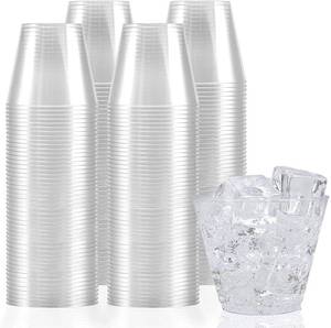 lot 14206 image: Stock Your Home 9 oz Clear Disposable Plastic Cups (100 Pack) Elegant Tumblers Glasses for Birthday Parties, Weddings, Holidays, Dessert Tumbler, Bulk Drinking Cup for Fruit Punch, Cocktails, Wine