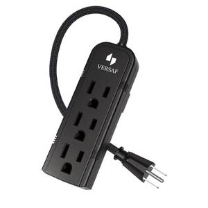 lot 14210 image: Mini 3-Outlet Power Strip, 1 FT Braided Short Extension Cord