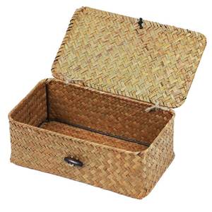 lot 14221 image: Wicker Storage Basket with Lid, Seagrass Storage Baskets for Organizing