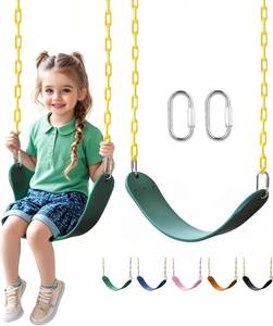 lot 14222 image: little dove Heavy Duty Swing Seat, Kids Swing with 66in Rust-Resistant Chains, Swing Set Accessories Replacement with Quick Links, Swing for Swingset Outdoor Playground, Green