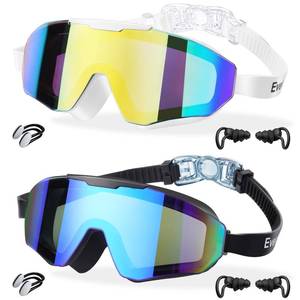 lot 14224 image: EverSport 2 Pack Kids Swim Goggles Frame Less Design Anti-fog UV Protection Clear Wide Vision No Leak, Water Pool Swimming Goggles for kids 6-14 8-14 8-12 Youth Children Boys Girls
