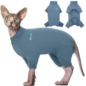 lot 14227 image: ROZKITCH Sweater for Cat, Breathable Soft Jumpers for Sphynx Only, Coat with Four Legs, Warm Sweater T-Shirt Pajamas Jumpsuit Vest Cornish Rex, Devon Rex, Peterbald Blue XL