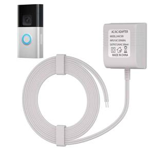 lot 14232 image: 24V Doorbell Power Adapter for Video Doorbells and Thermostats Compatibility with Ring, Nest Hello, Wyze, Eufy, Ecobee, Sensi, Honeywell, and More Long 16.4FT C Wire Power SupplyWhite