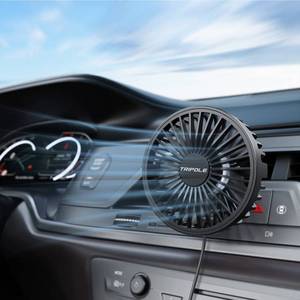 lot 14235 image: TriPole Car Fan USB Powered, 360°Rotation Portable Cooling Fan for Car Vent