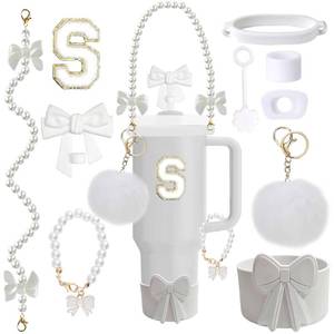 lot 14239 image: Accessories Set for Stanley Cup 30and40oz, Bow Strap, Boot and Toppers White X